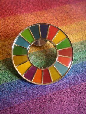 United Nations Sustainable Development Goals Rainbow Wheel Lapel Pin - Recycled
